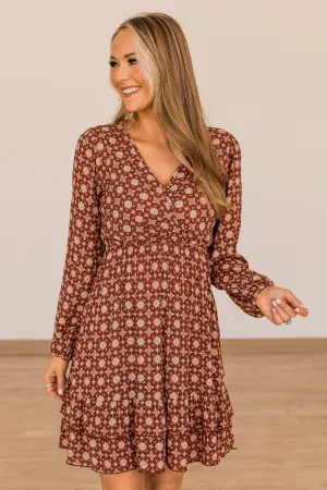 Keep Moving Forward Wrap Dress- Rust