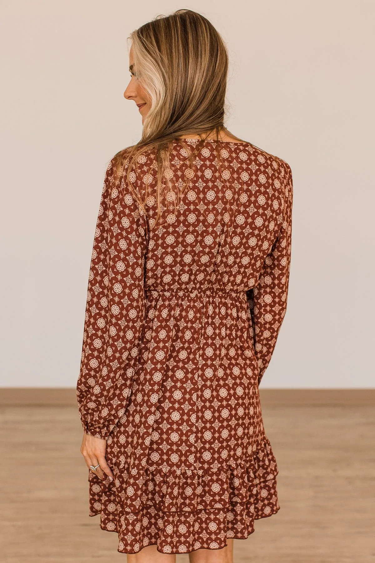 Keep Moving Forward Wrap Dress- Rust