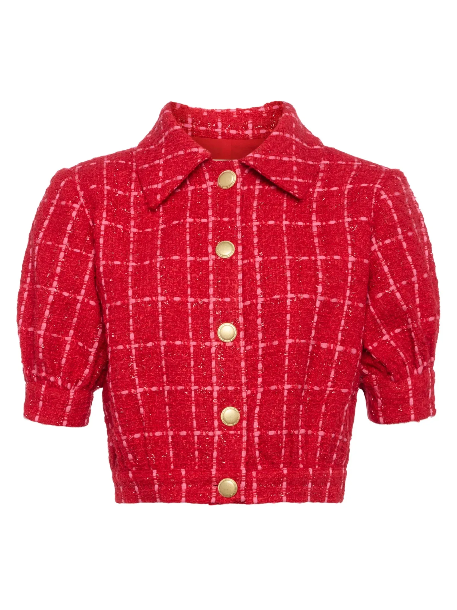 La1687 Red Tweed Cropped Jacket