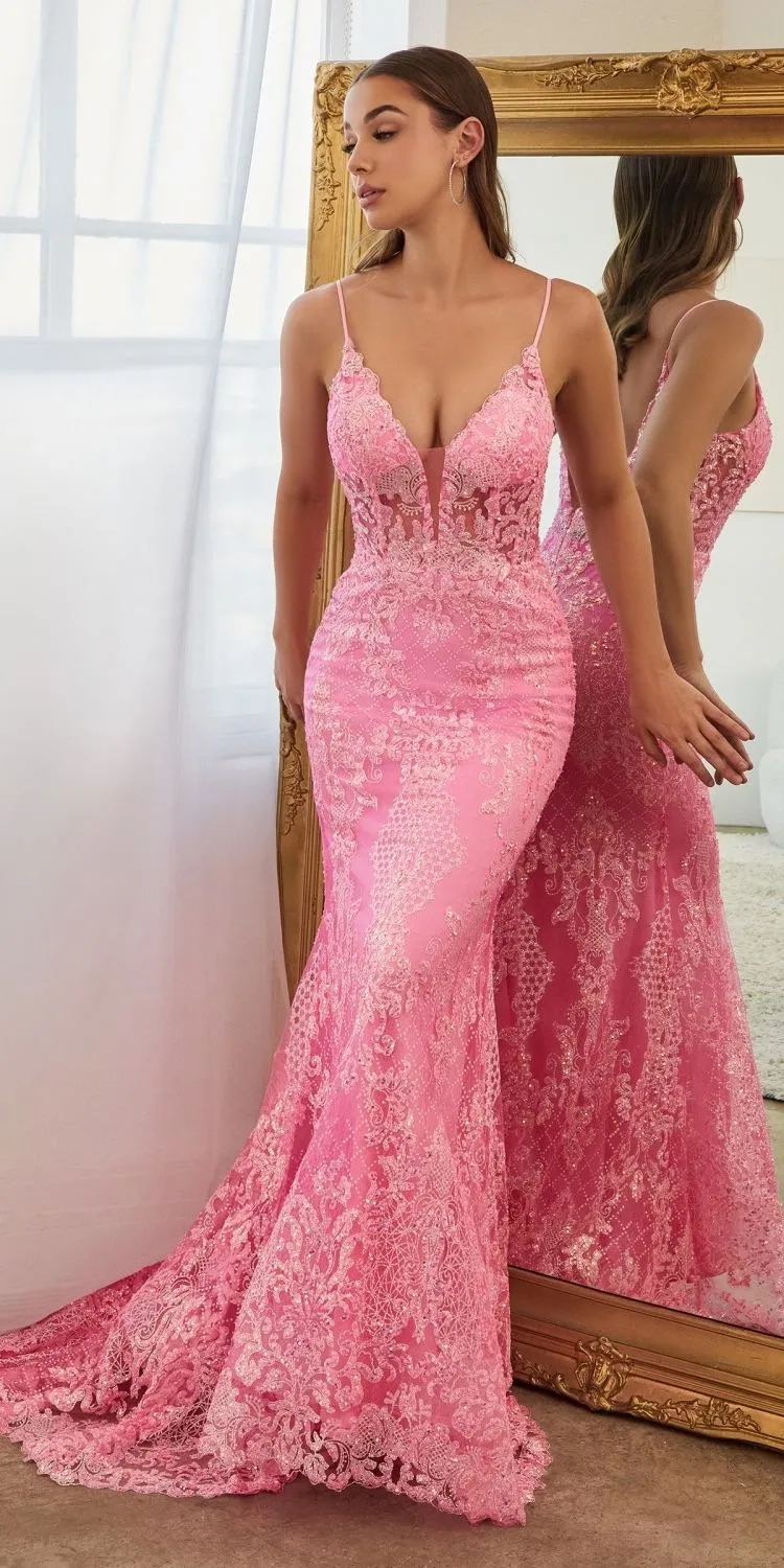 Ladivine CC2189 Fitted Mermaid Gown with Print Embellishment