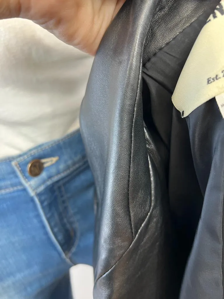L'AGENCE KENZIE DOUBLE BREASTED LEATHER BLAZER