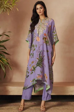 LAVENDER PRINTED KAFTAN PAIRED WITH PANTS
