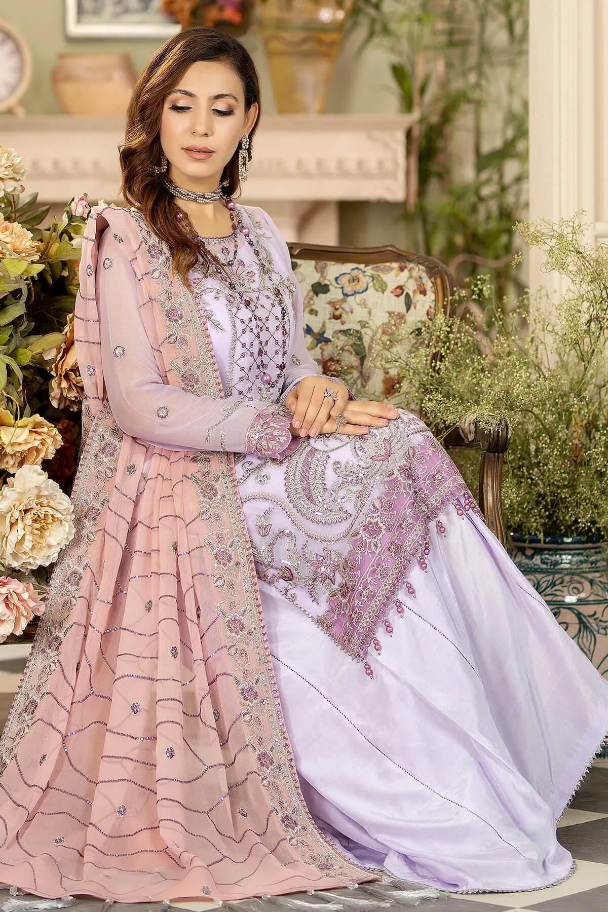 Lavender Salwar Suit Heavily Embroidered Pakistani Salwar Kameez