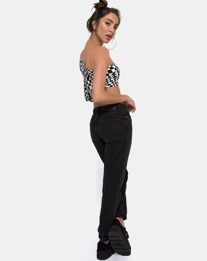 Lepo Crop Top in Square Flag B/W