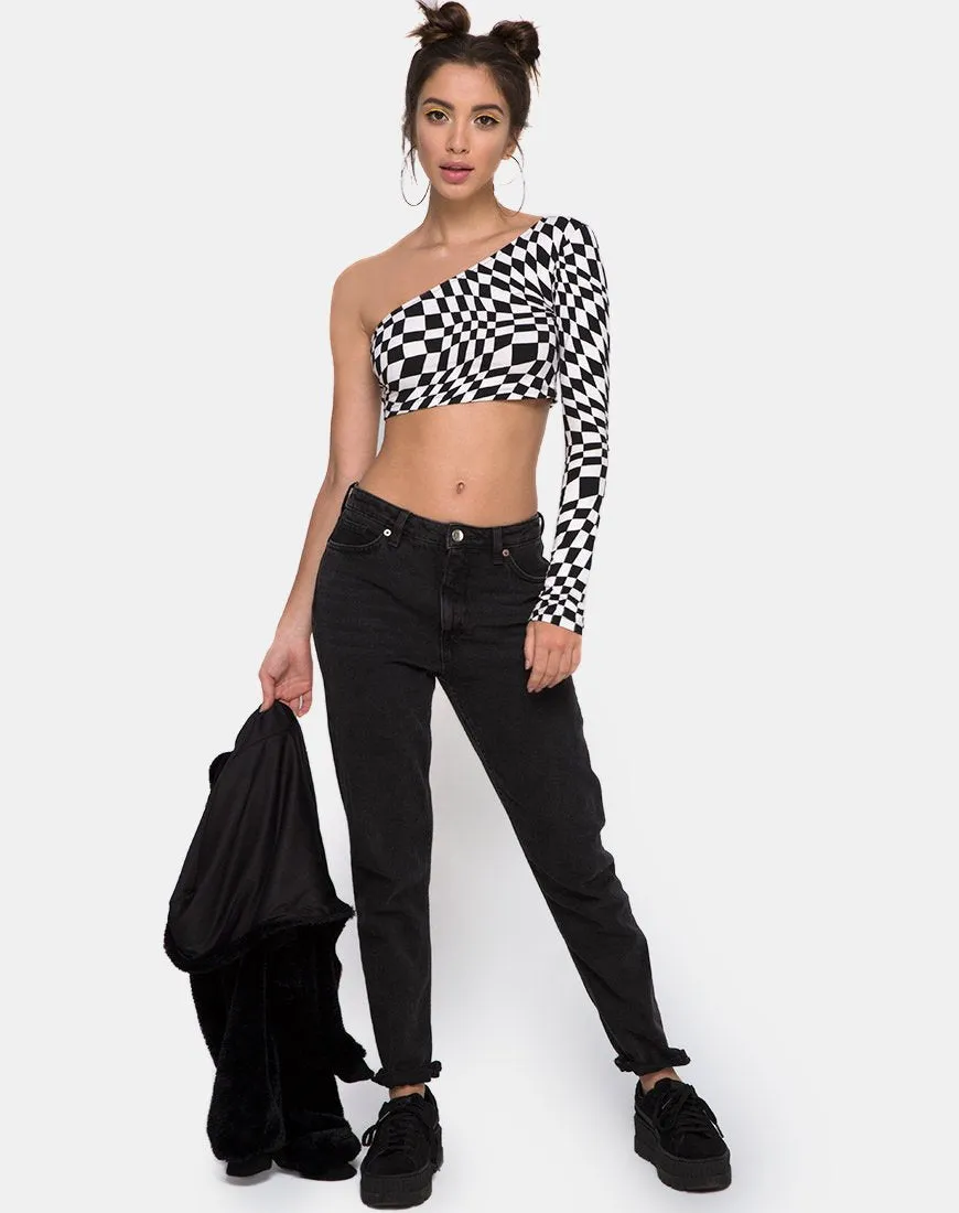 Lepo Crop Top in Square Flag B/W