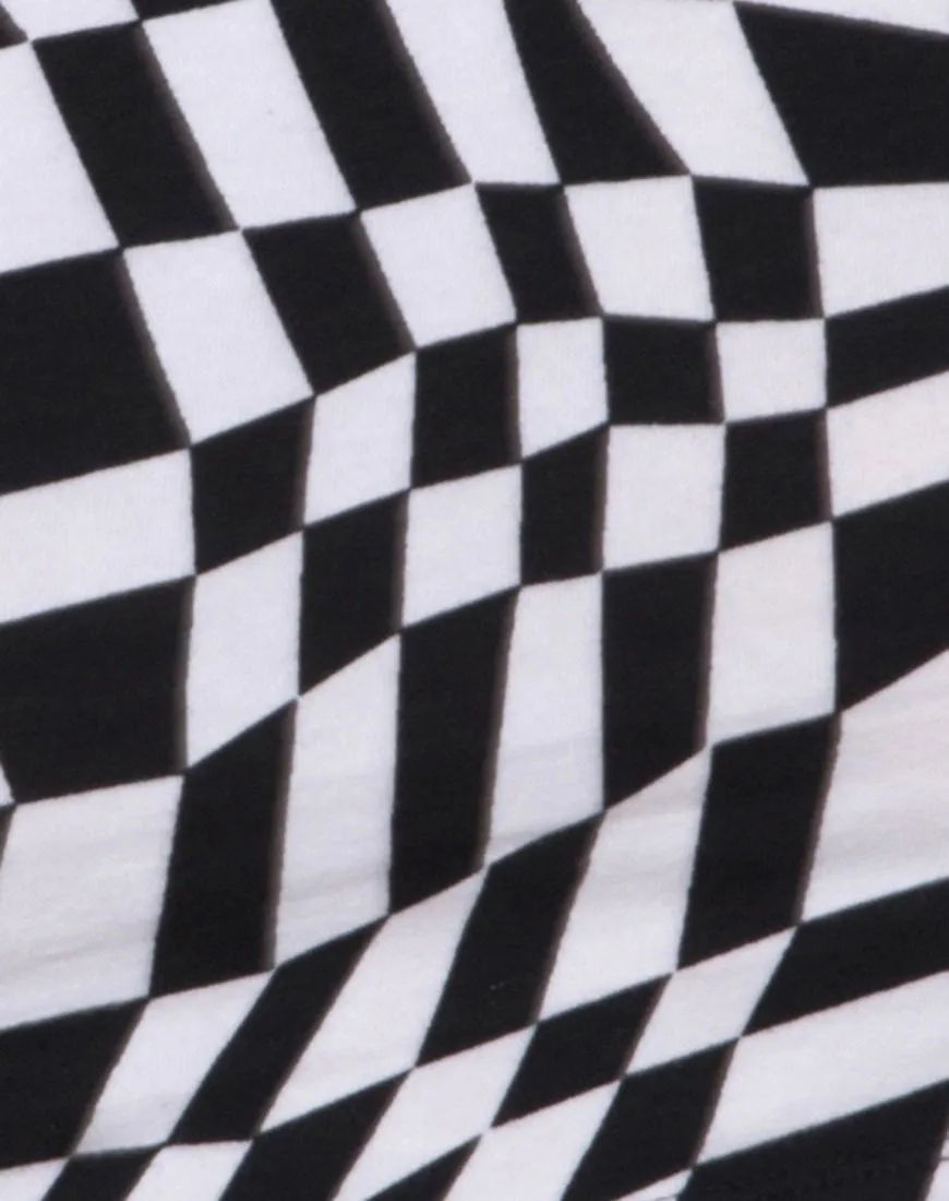 Lepo Crop Top in Square Flag B/W