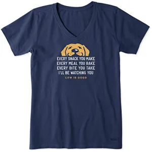 Life is Good Women's Standard Crusher V-Neck Graphic T-Shirt, Darkest Blue, Small