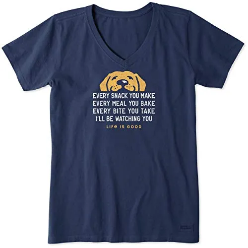 Life is Good Women's Standard Crusher V-Neck Graphic T-Shirt, Darkest Blue, Small