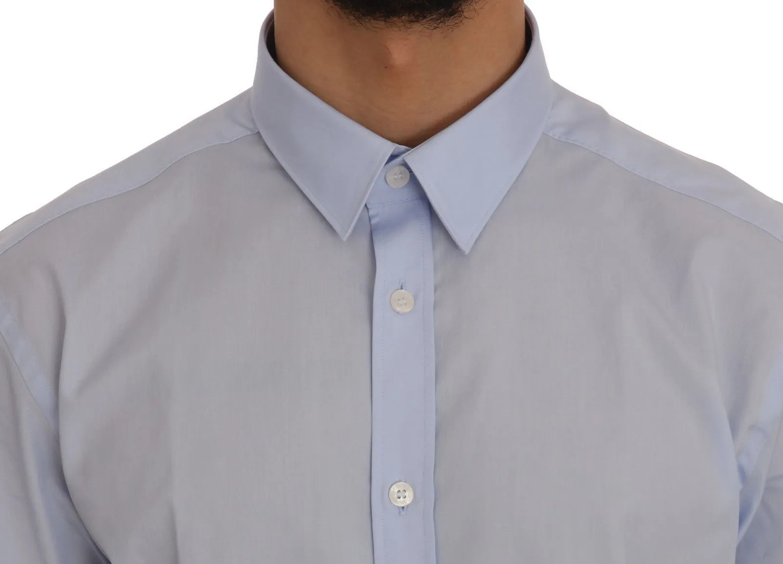 Light Blue Cotton Dress Shirt Trend Slim Fit