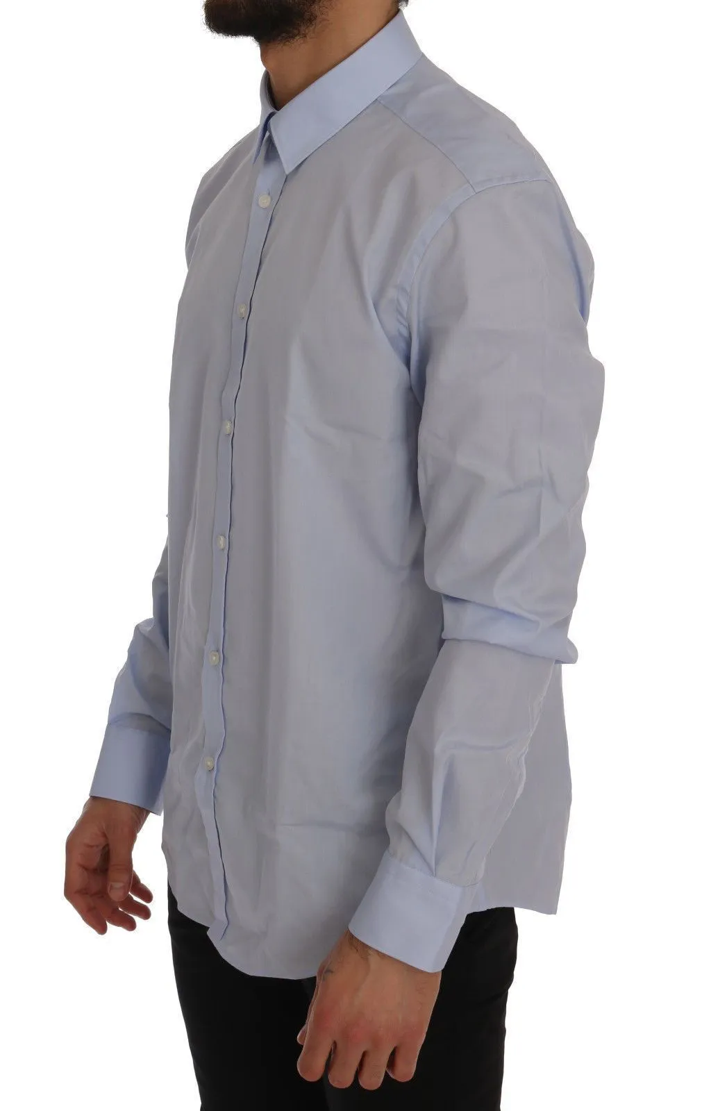 Light Blue Cotton Dress Shirt Trend Slim Fit