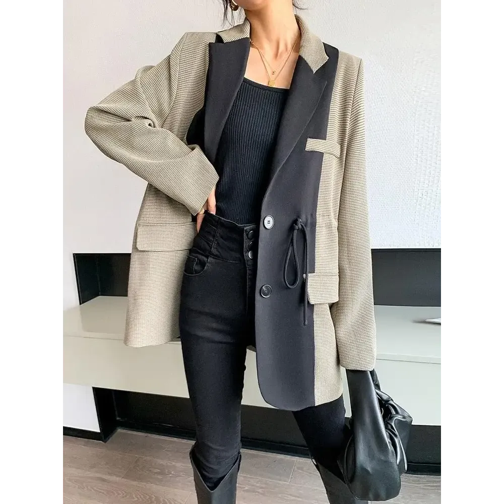 Light Brown and Black Blazer for Dark Academia Aesthetic