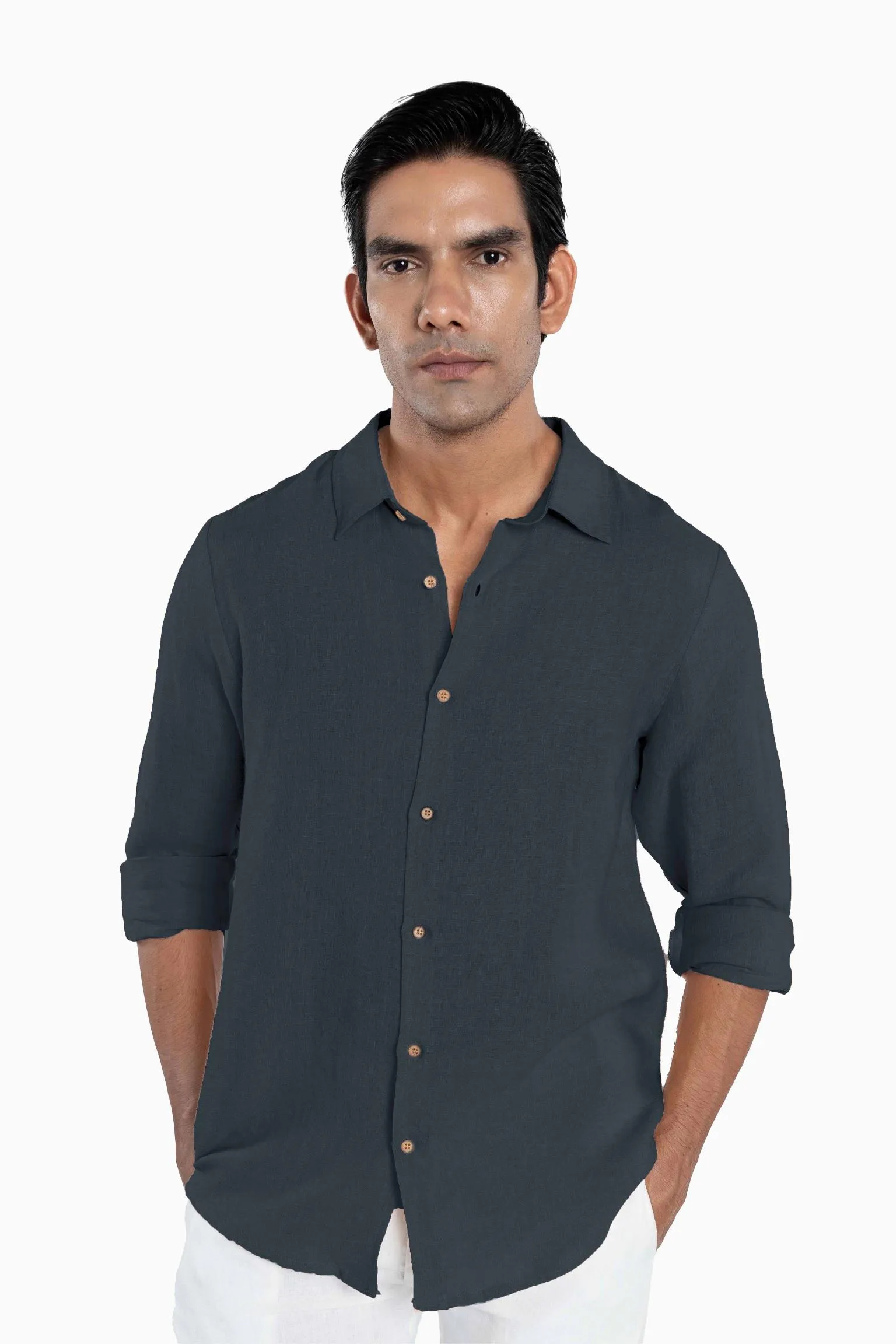Linen Arlo Shirt-Brown Bean