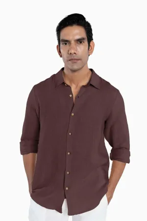 Linen Arlo Shirt-Brown Bean
