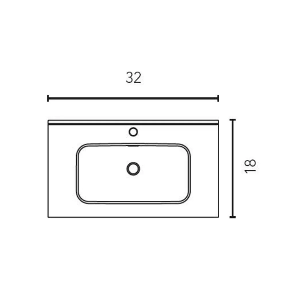 Logika 2 Drawers Bathroom Vanity with Ceramic Single Sink - Wall Mount - 32" Mdf/Matt White/Inox