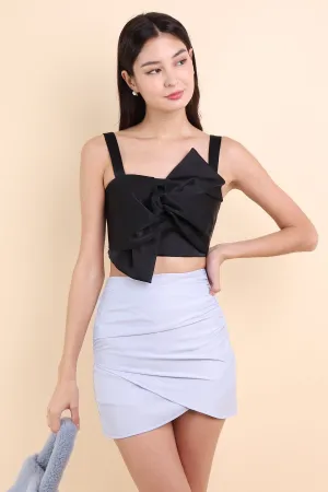 LONDON RIBBON ASYMMETRICAL TOP IN BLACK