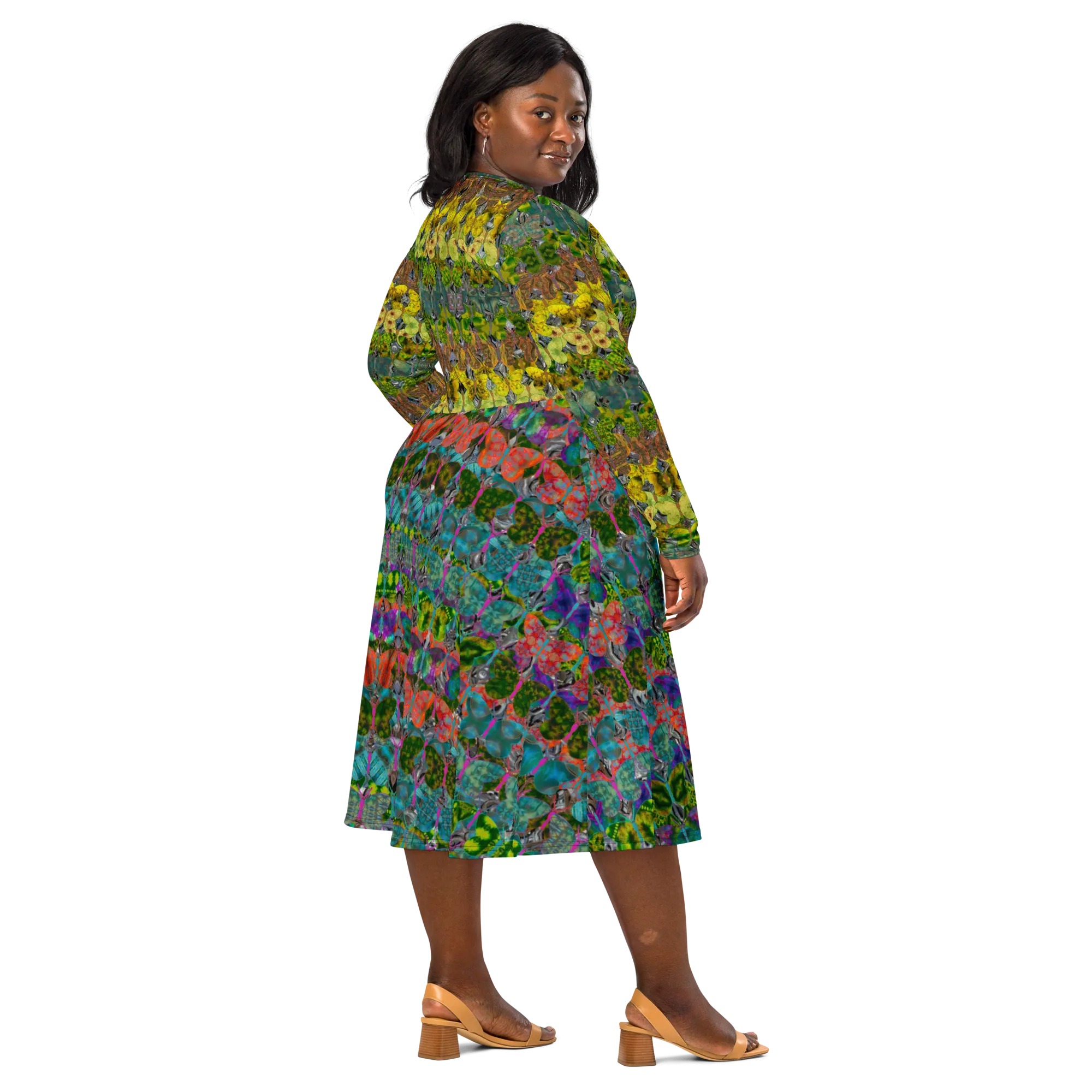 Long Sleeve Midi Dress (Her/Muliebris)(Butterfly Glade Tree Link Pride Stripes) RJSTHS2022 RJS