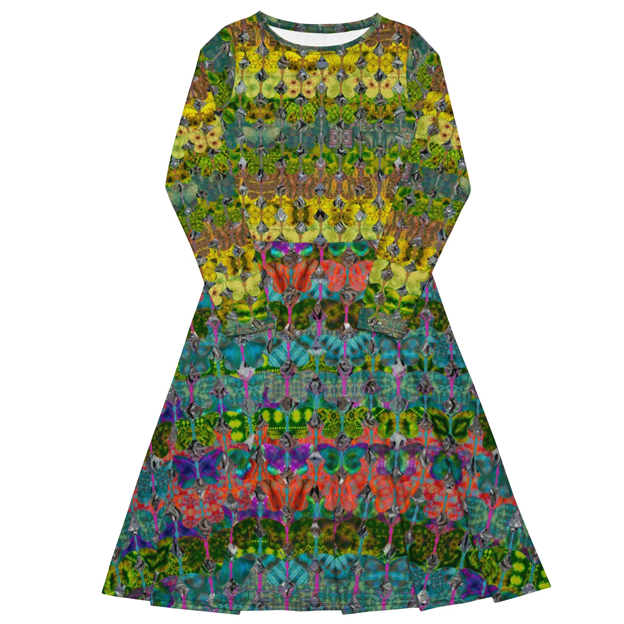 Long Sleeve Midi Dress (Her/Muliebris)(Butterfly Glade Tree Link Pride Stripes) RJSTHS2022 RJS