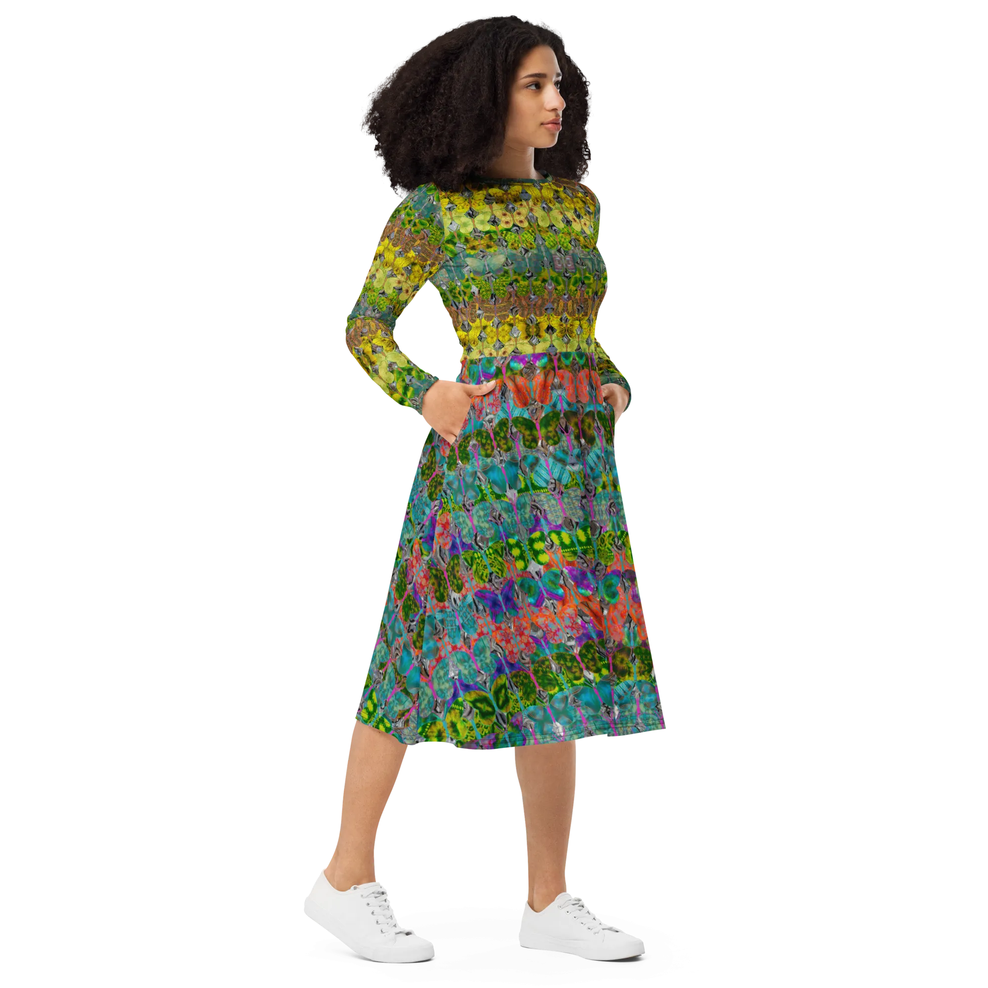 Long Sleeve Midi Dress (Her/Muliebris)(Butterfly Glade Tree Link Pride Stripes) RJSTHS2022 RJS