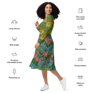 Long Sleeve Midi Dress (Her/Muliebris)(Butterfly Glade Tree Link Pride Stripes) RJSTHS2022 RJS