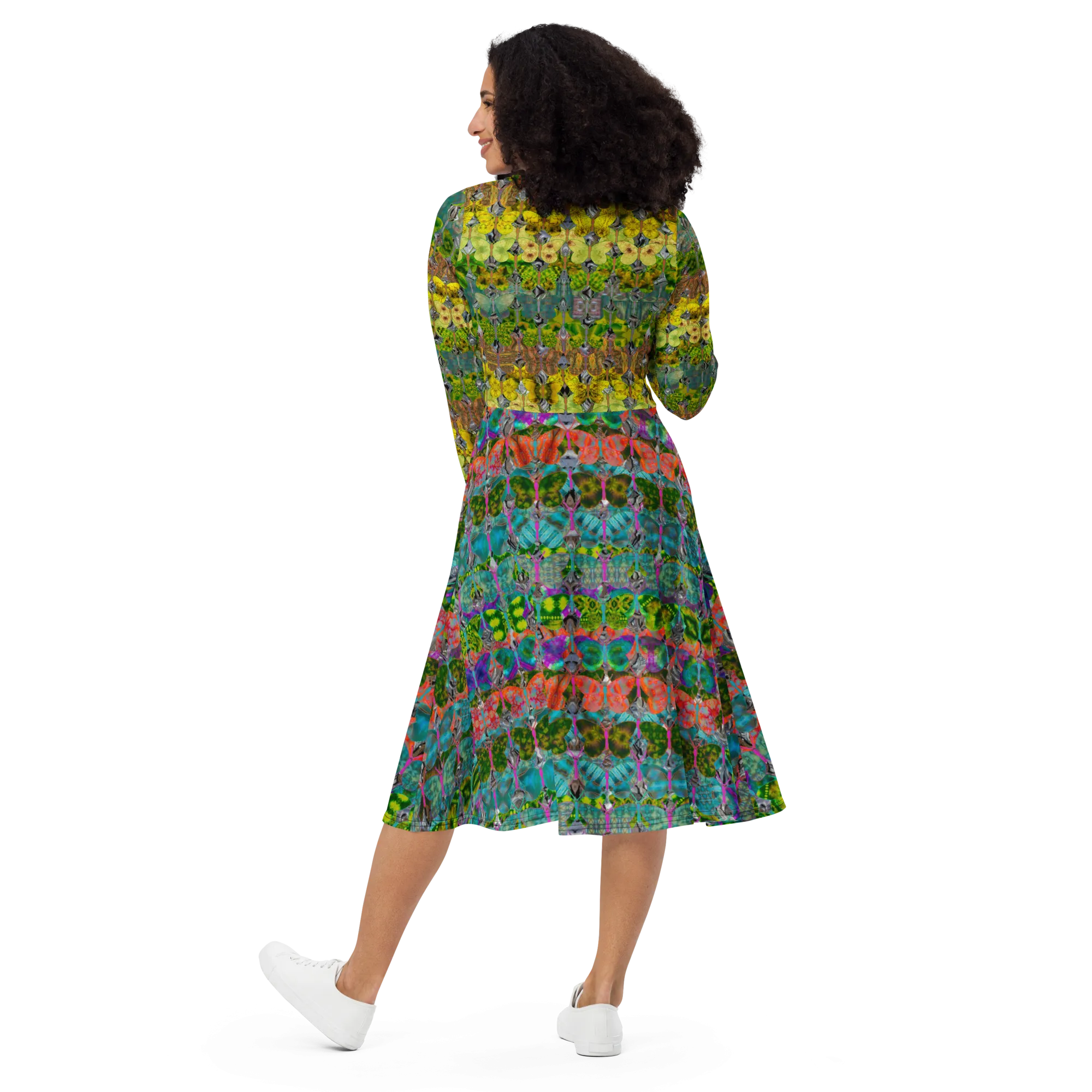Long Sleeve Midi Dress (Her/Muliebris)(Butterfly Glade Tree Link Pride Stripes) RJSTHS2022 RJS