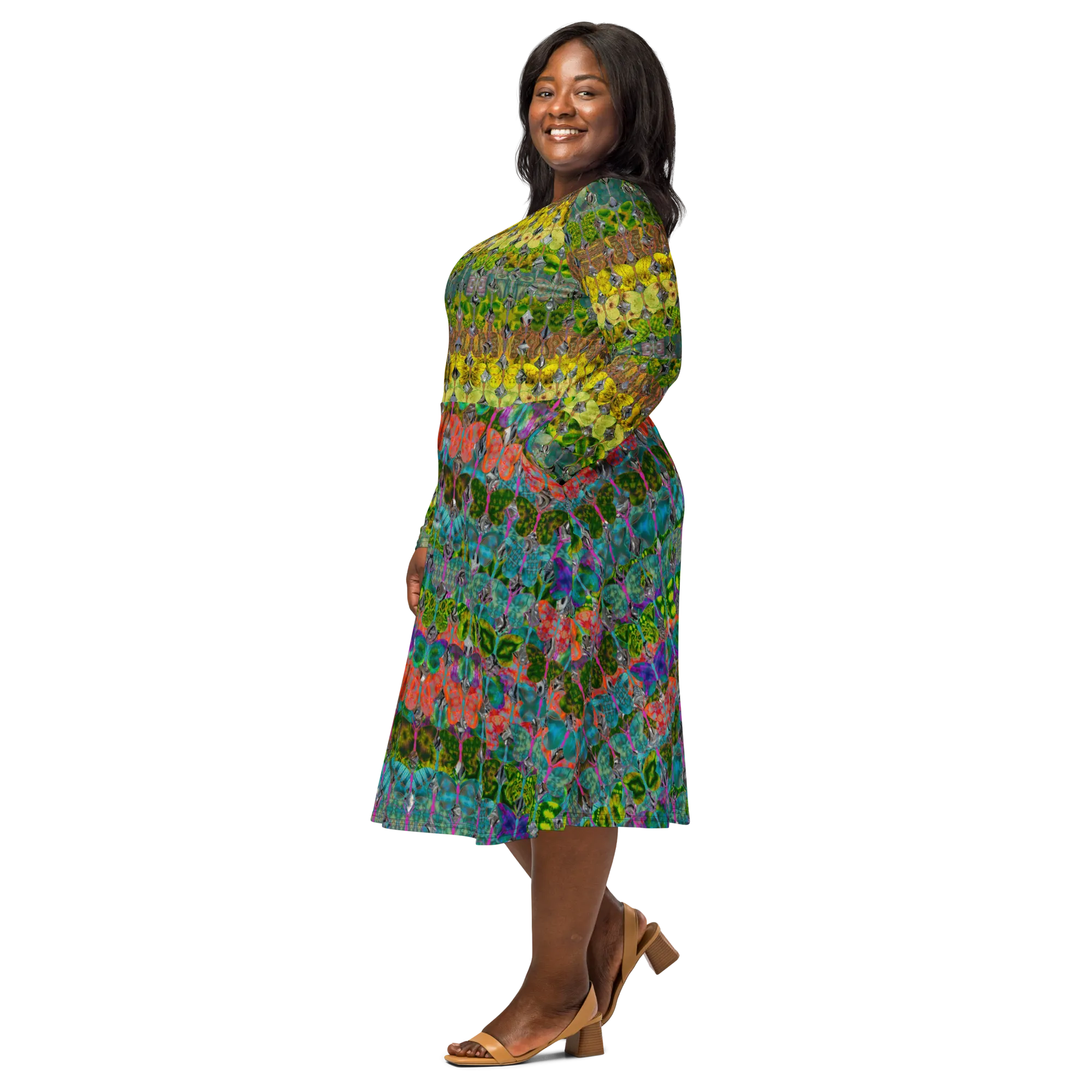 Long Sleeve Midi Dress (Her/Muliebris)(Butterfly Glade Tree Link Pride Stripes) RJSTHS2022 RJS