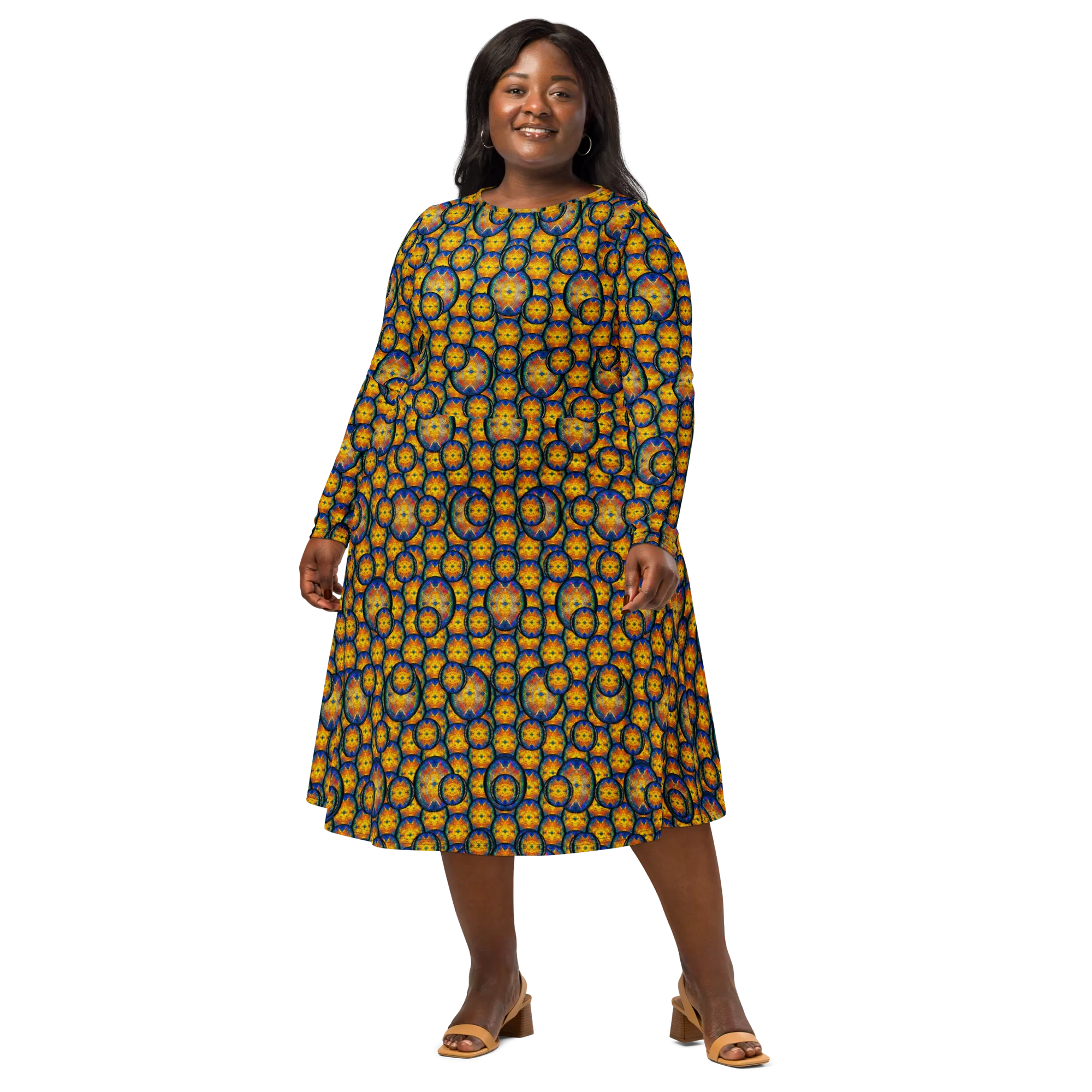 Long Sleeve Midi Dress (Her/Muliebris)(Opal Skies Cantus Primus) RJSTHw2025 RJS