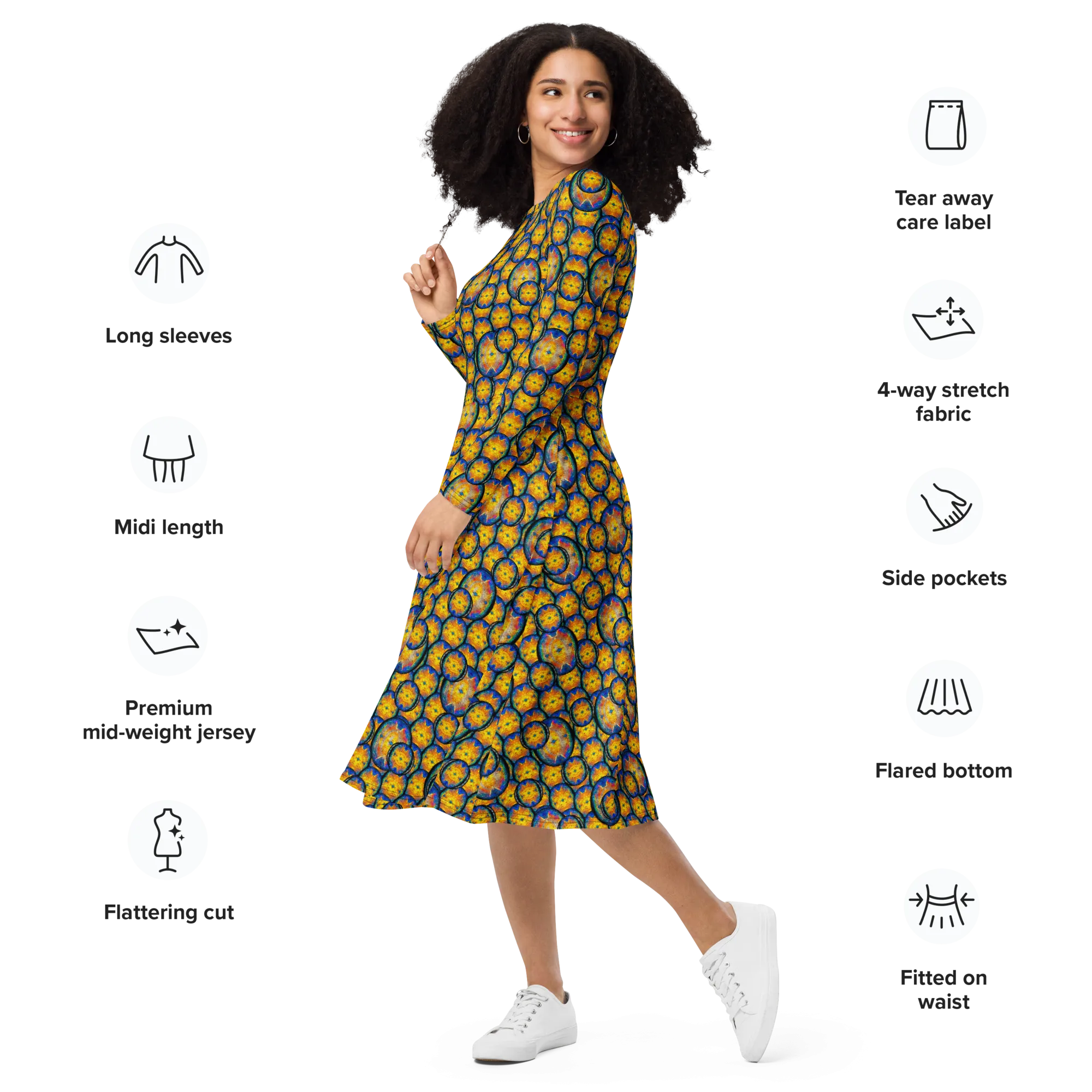 Long Sleeve Midi Dress (Her/Muliebris)(Opal Skies Cantus Primus) RJSTHw2025 RJS