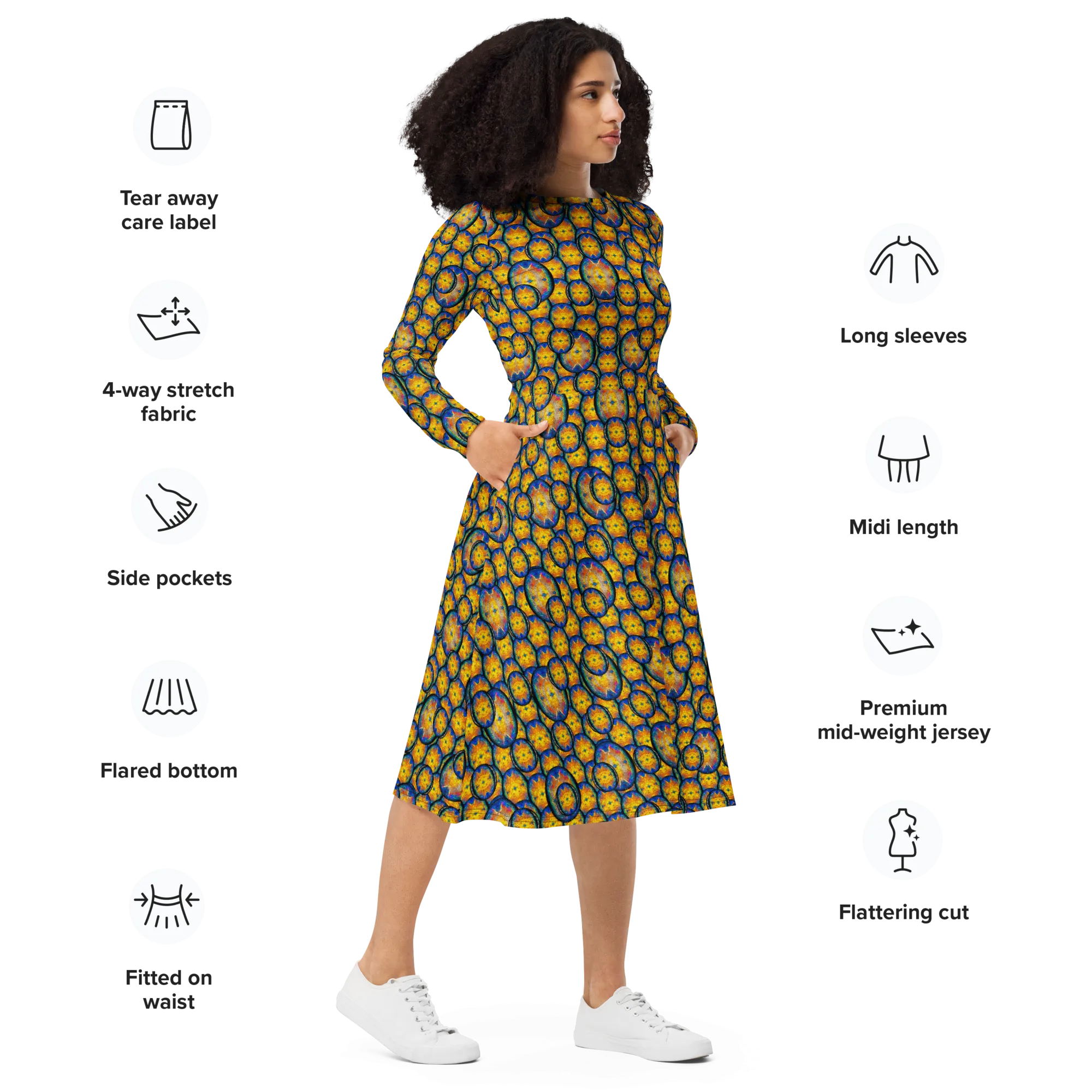 Long Sleeve Midi Dress (Her/Muliebris)(Opal Skies Cantus Primus) RJSTHw2025 RJS
