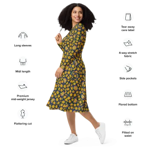 Long Sleeve Midi Dress (Her/Muliebris)(Opal Skies Cantus Primus) RJSTHw2025 RJS