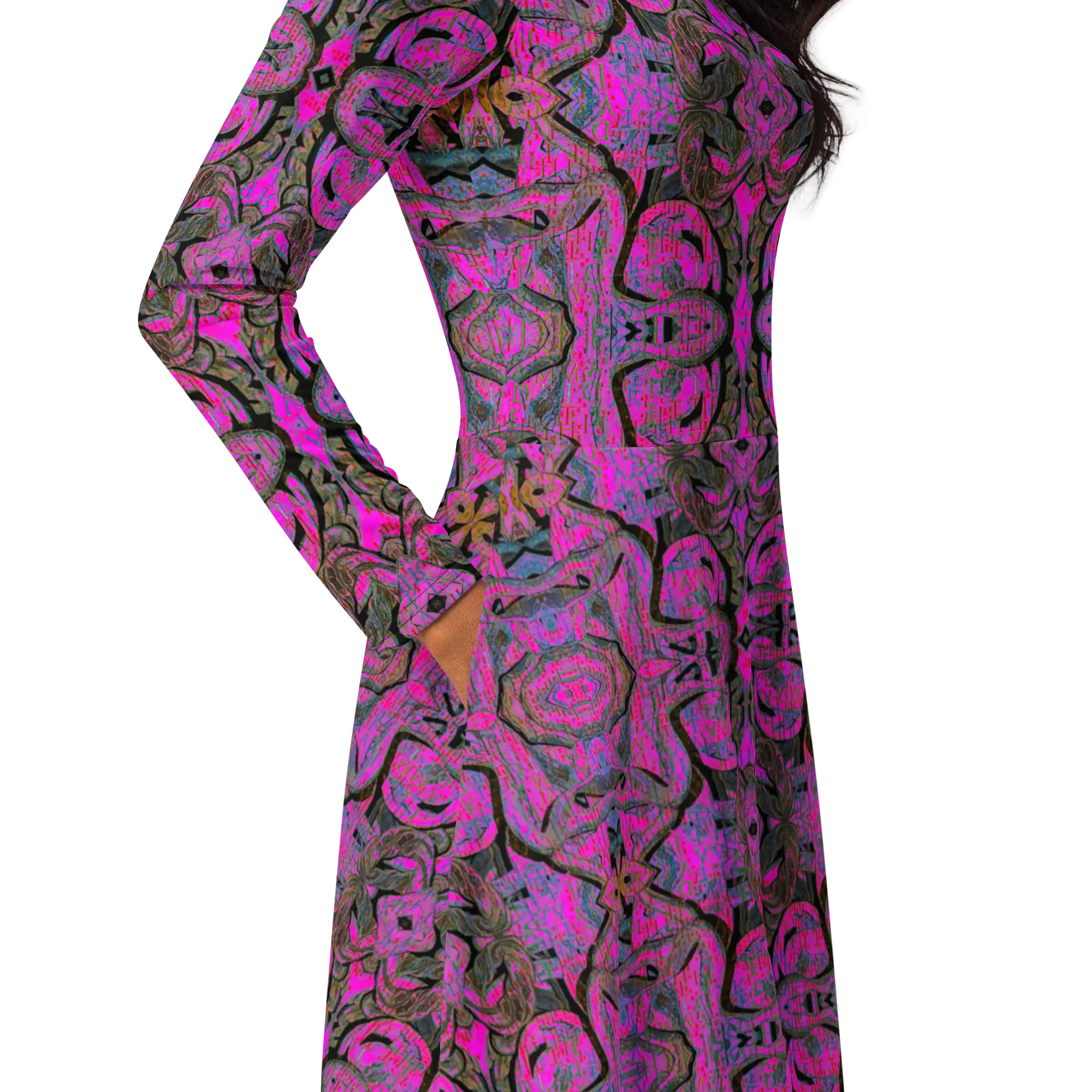 Long Sleeve Midi Dress (Her/Muliebris)(Pure Candy GNHV8.2.1 Pink Logo@Alchemic) RJSTHS2022 RJS