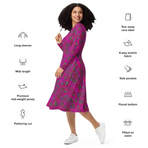 Long Sleeve Midi Dress (Her/Muliebris)(Pure Candy GNHV8.2.1 Pink Logo@Alchemic) RJSTHS2022 RJS