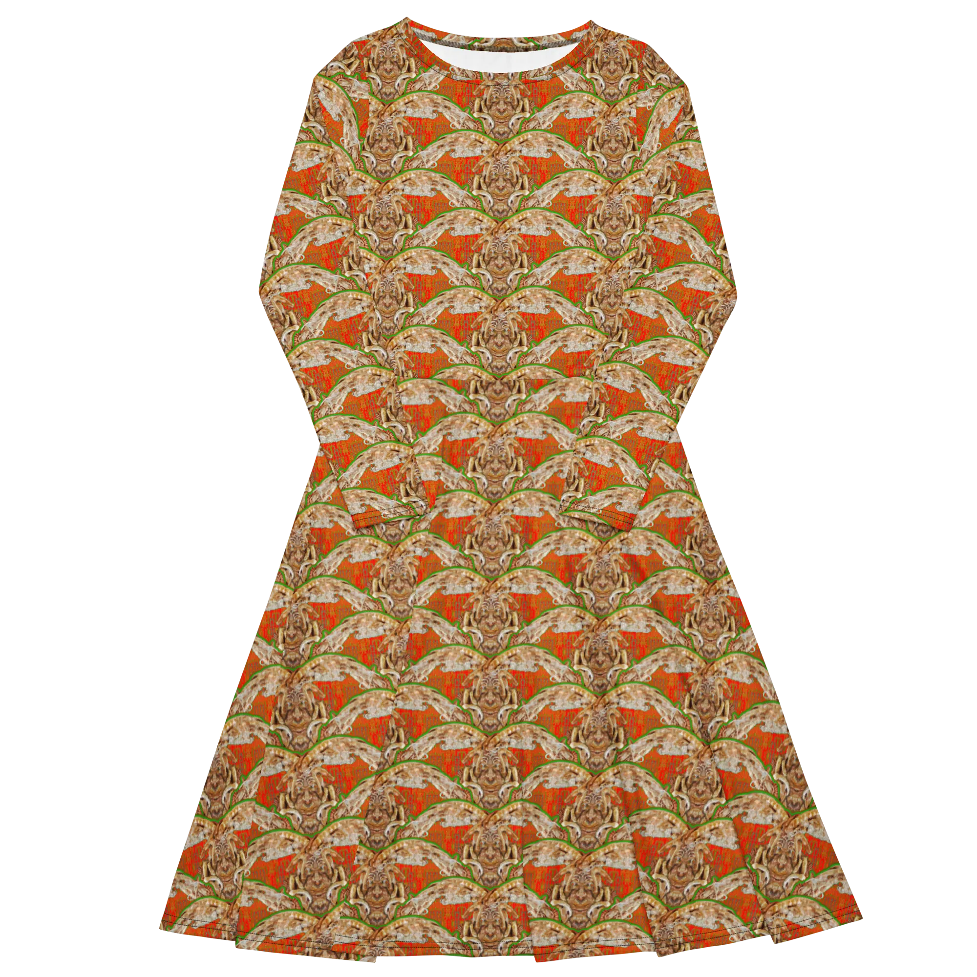 Long Sleeve Midi Dress (Her/Muliebris)(Rind#1 Ouroboros Butterfly Orange Logo) RJSTHS2022 RJS