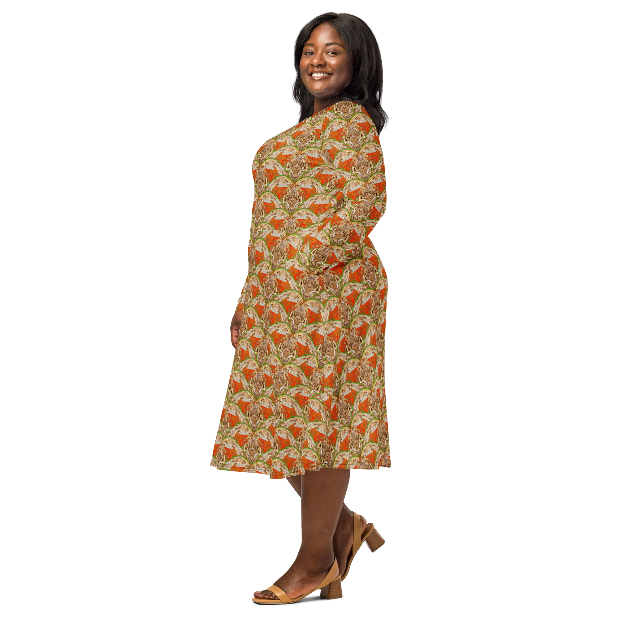 Long Sleeve Midi Dress (Her/Muliebris)(Rind#1 Ouroboros Butterfly Orange Logo) RJSTHS2022 RJS