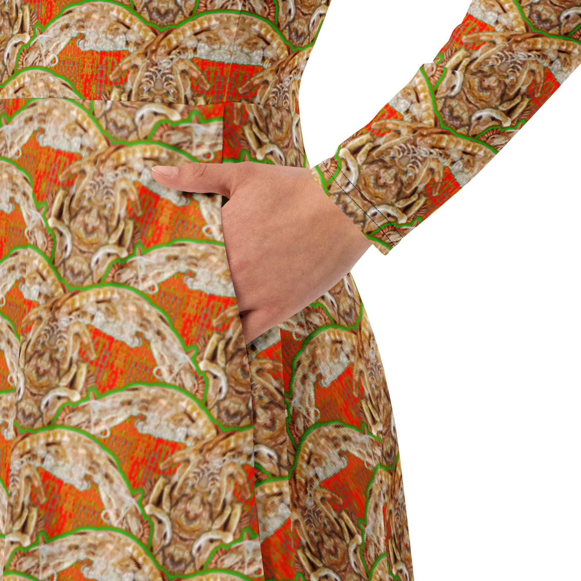 Long Sleeve Midi Dress (Her/Muliebris)(Rind#1 Ouroboros Butterfly Orange Logo) RJSTHS2022 RJS