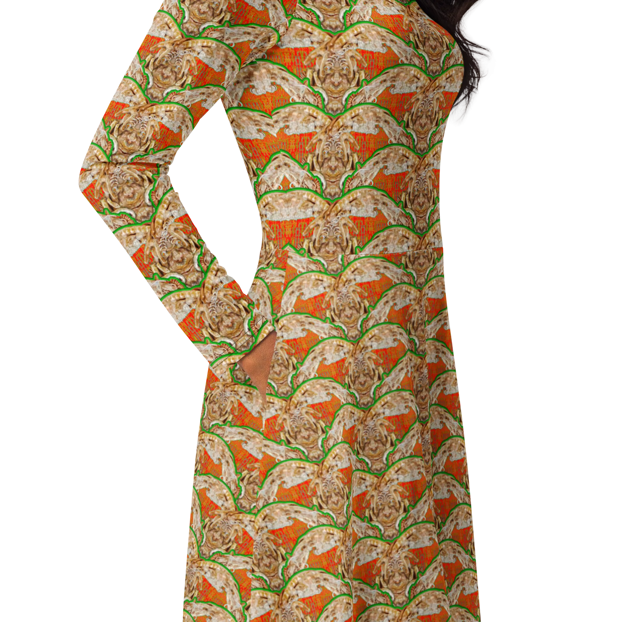 Long Sleeve Midi Dress (Her/Muliebris)(Rind#3 Ouroboros Butterfly Orange Logo) RJSTHS2022 RJS