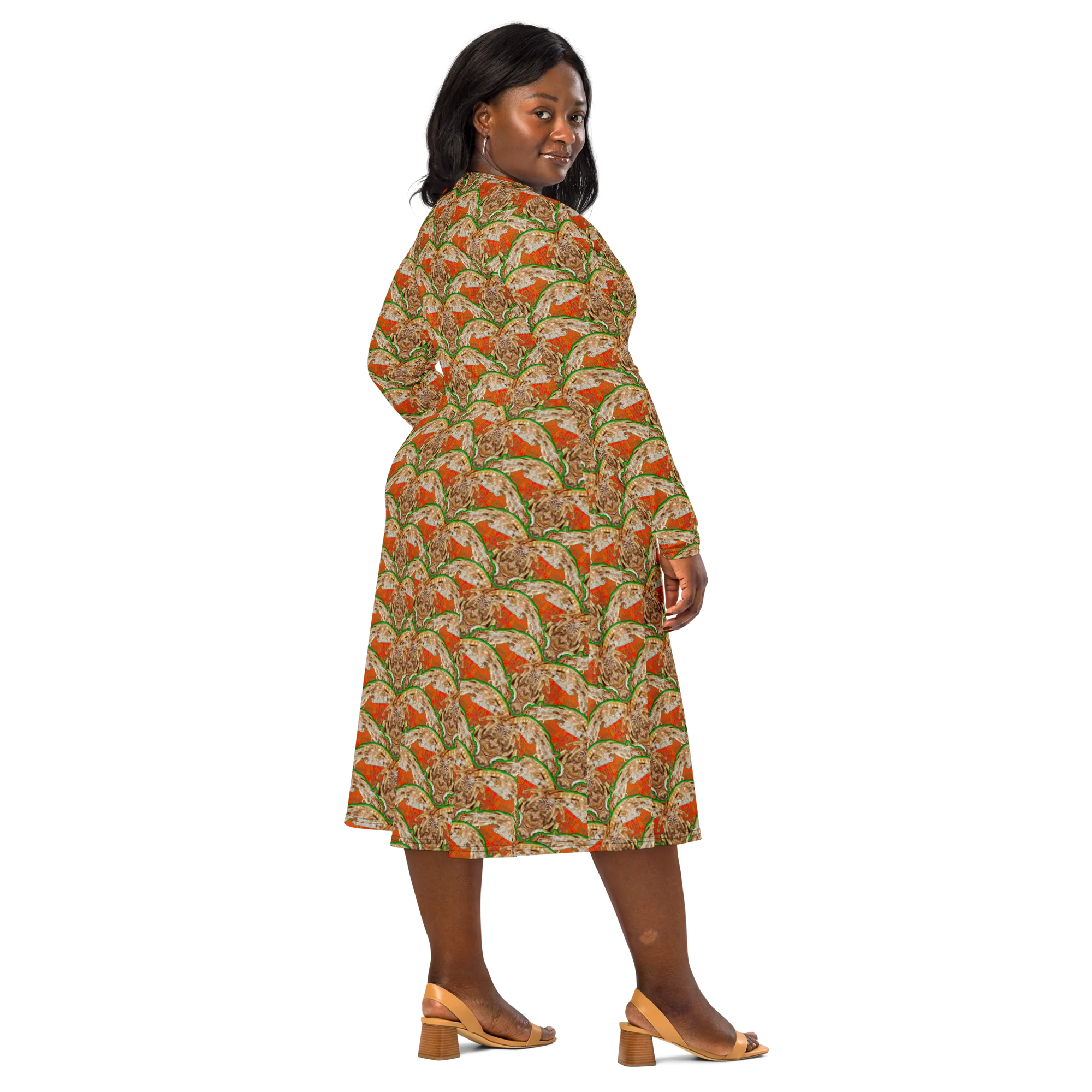 Long Sleeve Midi Dress (Her/Muliebris)(Rind#3 Ouroboros Butterfly Orange Logo) RJSTHS2022 RJS