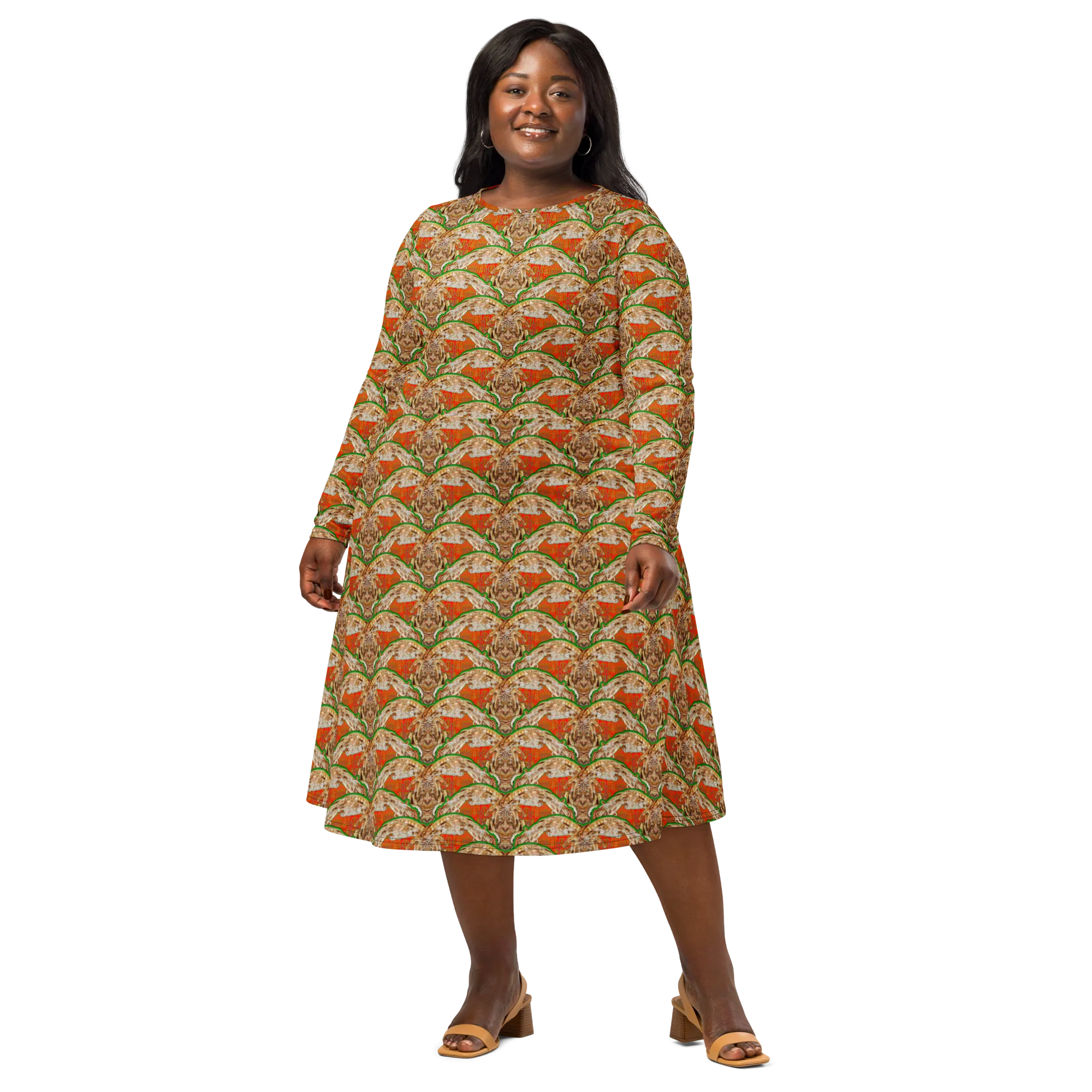 Long Sleeve Midi Dress (Her/Muliebris)(Rind#3 Ouroboros Butterfly Orange Logo) RJSTHS2022 RJS