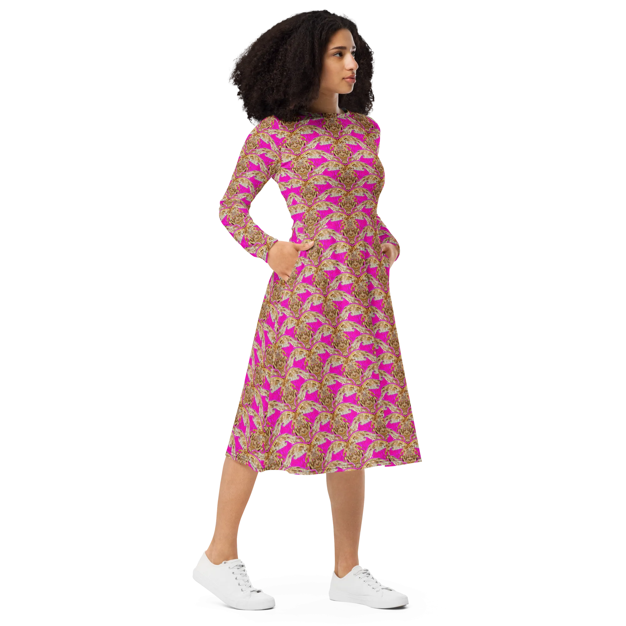 Long Sleeve Midi Dress (Her/Muliebris)(Rind#9 Ouroboros Butterfly Pink Logo) RJSTHS2022 RJS