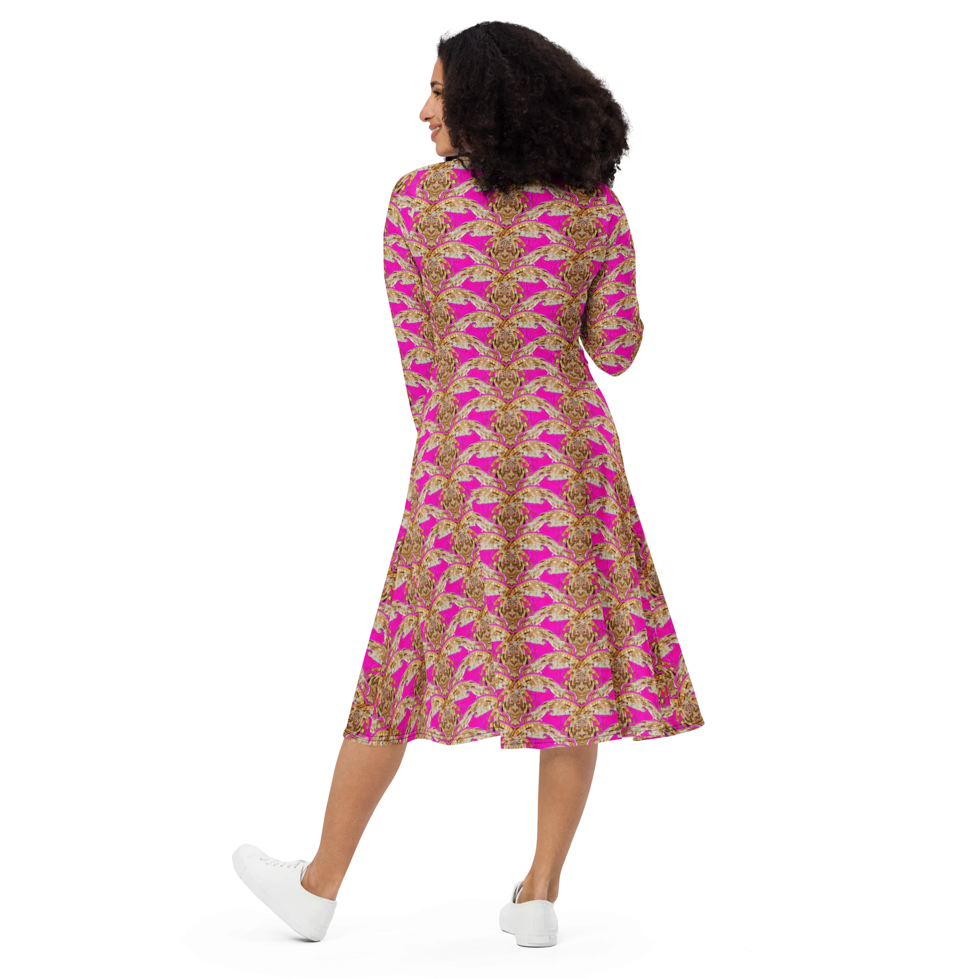 Long Sleeve Midi Dress (Her/Muliebris)(Rind#9 Ouroboros Butterfly Pink Logo) RJSTHS2022 RJS