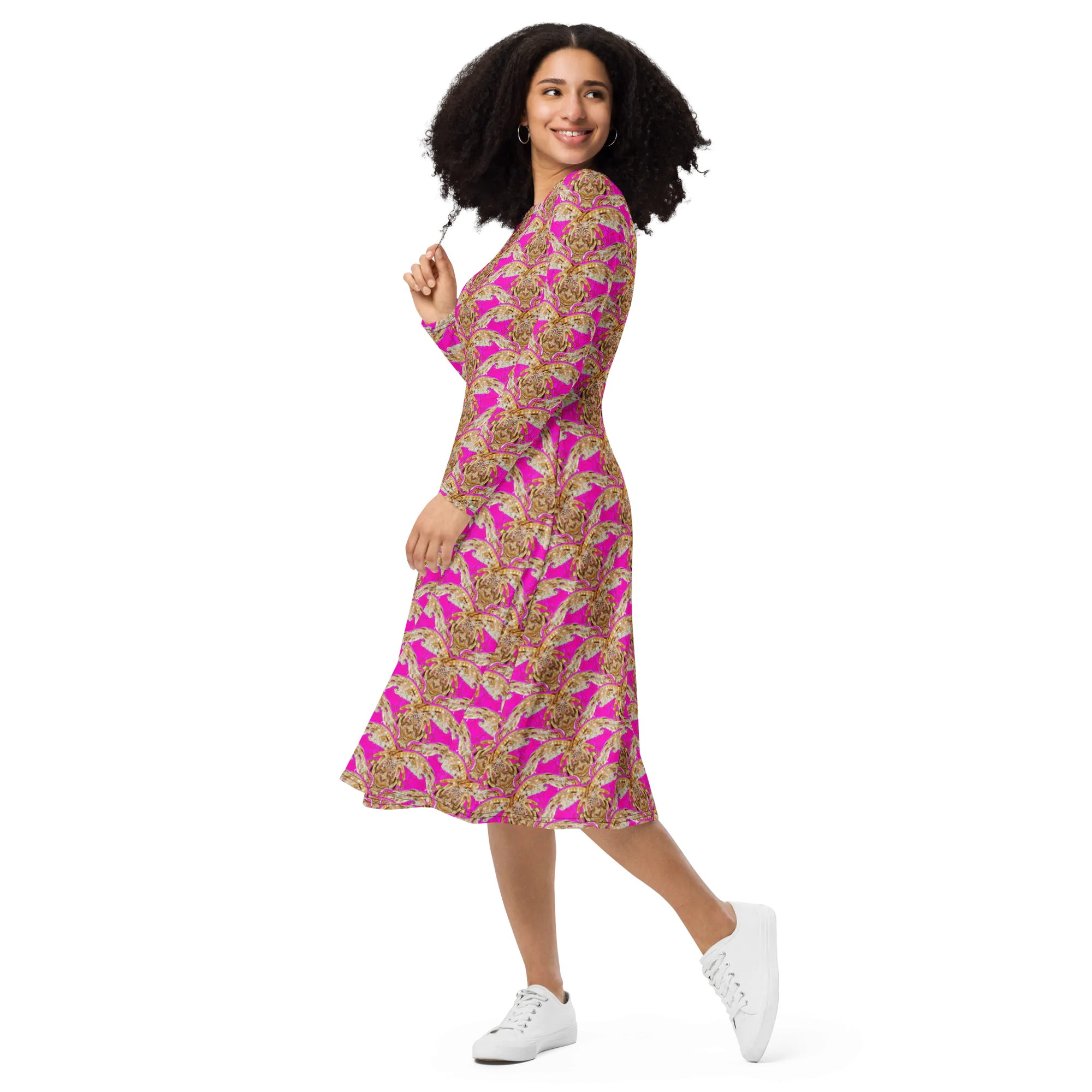 Long Sleeve Midi Dress (Her/Muliebris)(Rind#9 Ouroboros Butterfly Pink Logo) RJSTHS2022 RJS