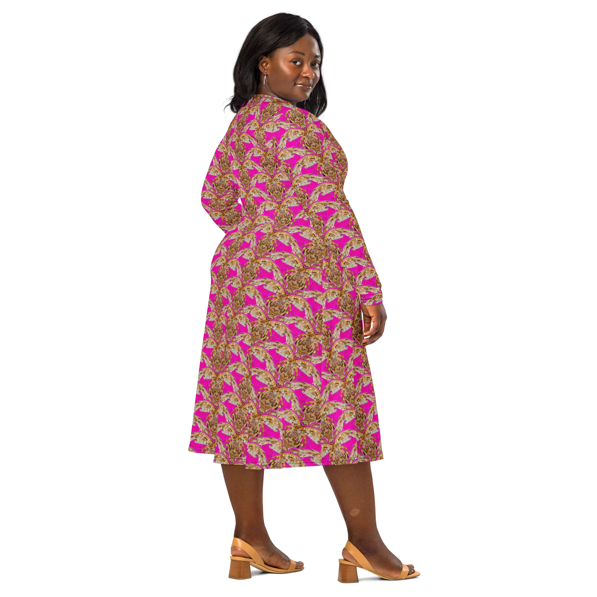 Long Sleeve Midi Dress (Her/Muliebris)(Rind#9 Ouroboros Butterfly Pink Logo) RJSTHS2022 RJS