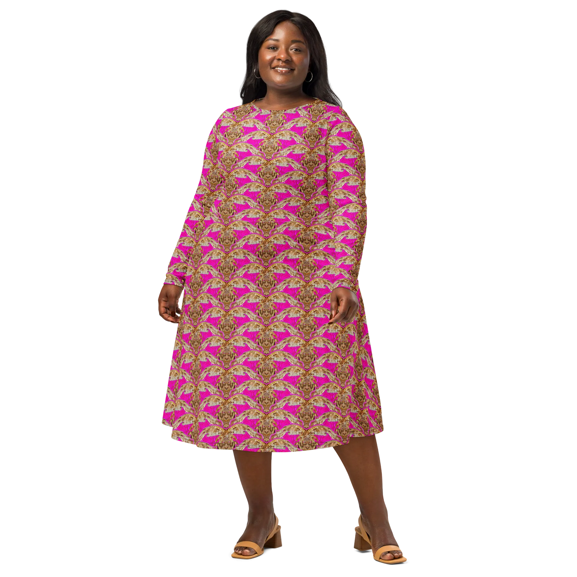 Long Sleeve Midi Dress (Her/Muliebris)(Rind#9 Ouroboros Butterfly Pink Logo) RJSTHS2022 RJS