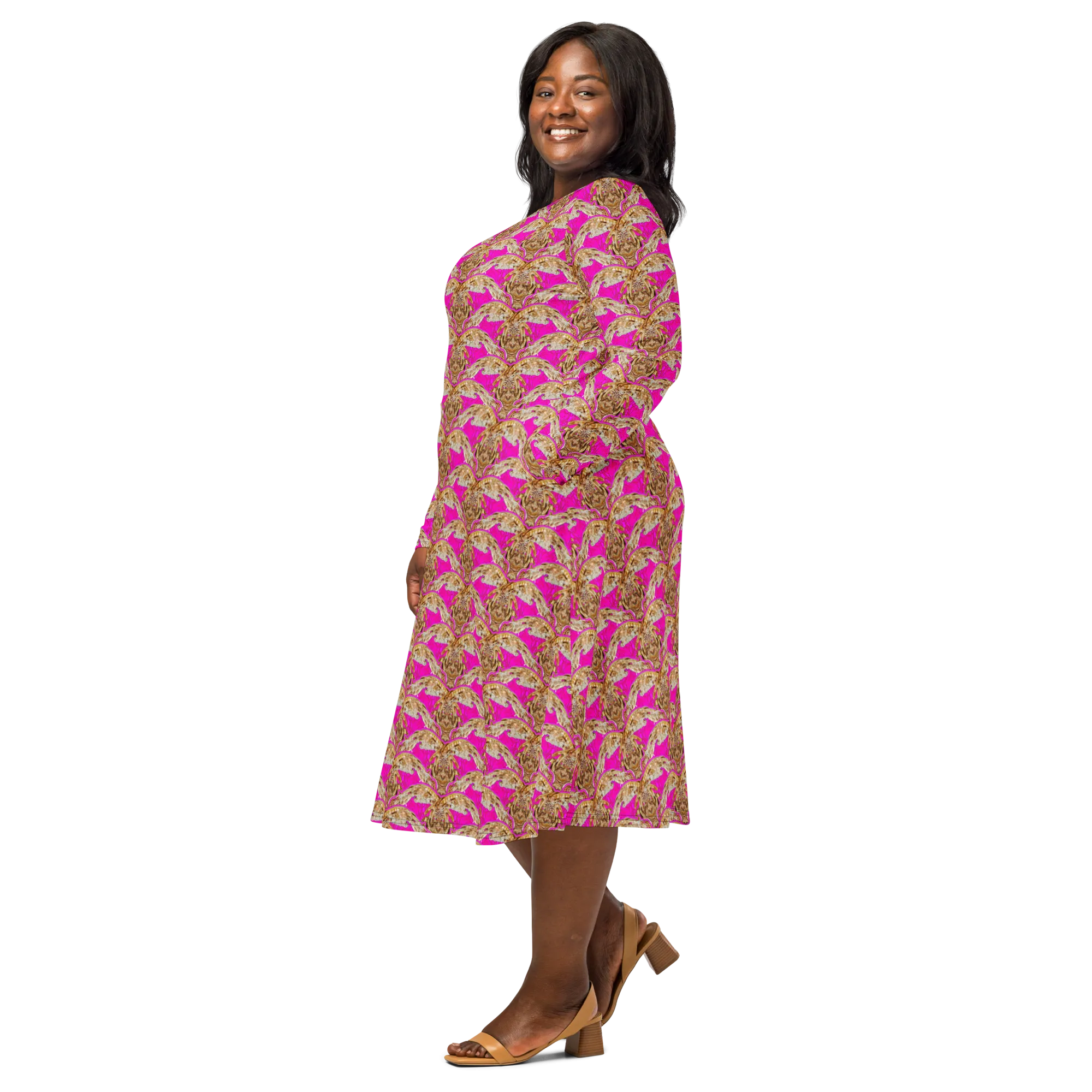 Long Sleeve Midi Dress (Her/Muliebris)(Rind#9 Ouroboros Butterfly Pink Logo) RJSTHS2022 RJS