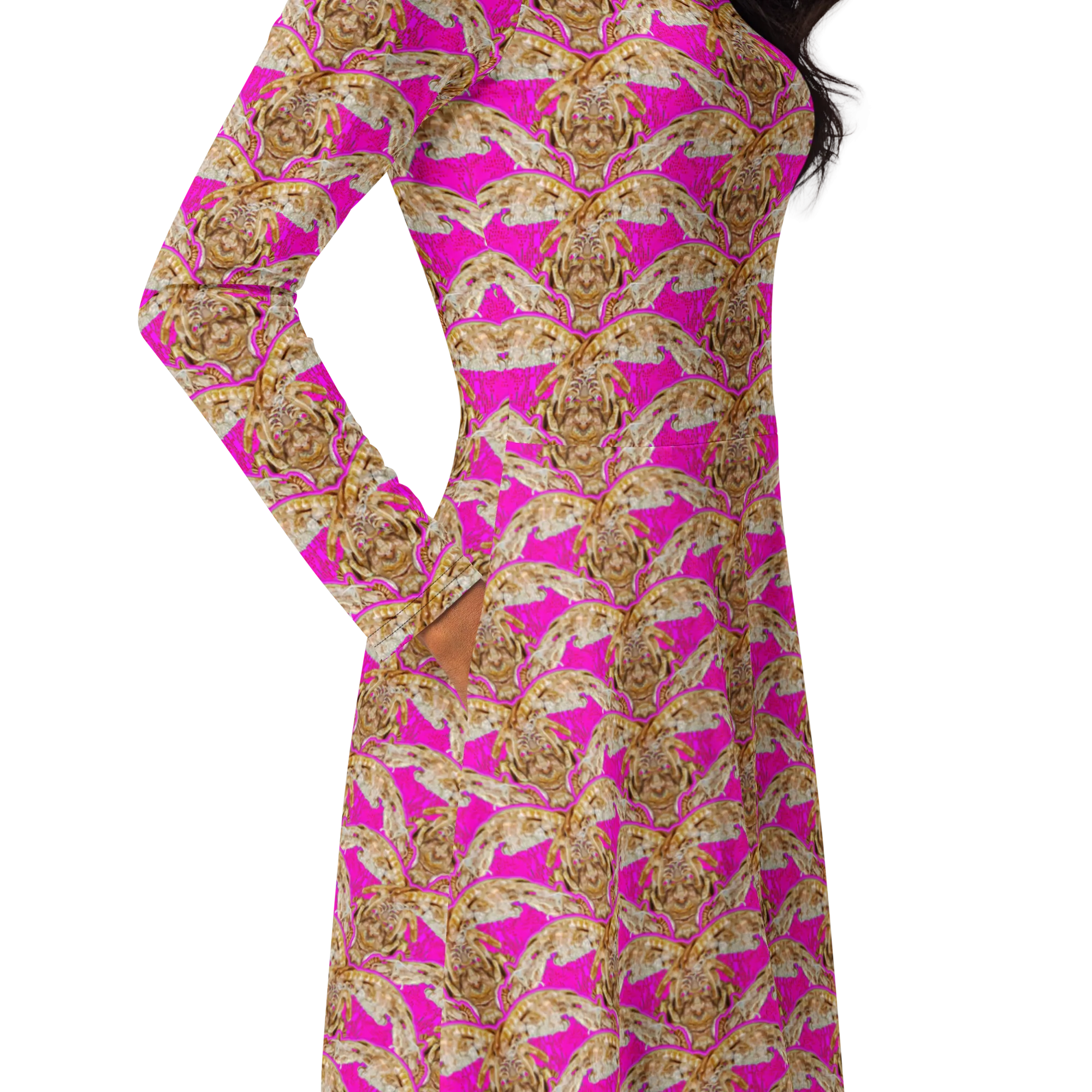 Long Sleeve Midi Dress (Her/Muliebris)(Rind#9 Ouroboros Butterfly Pink Logo) RJSTHS2022 RJS