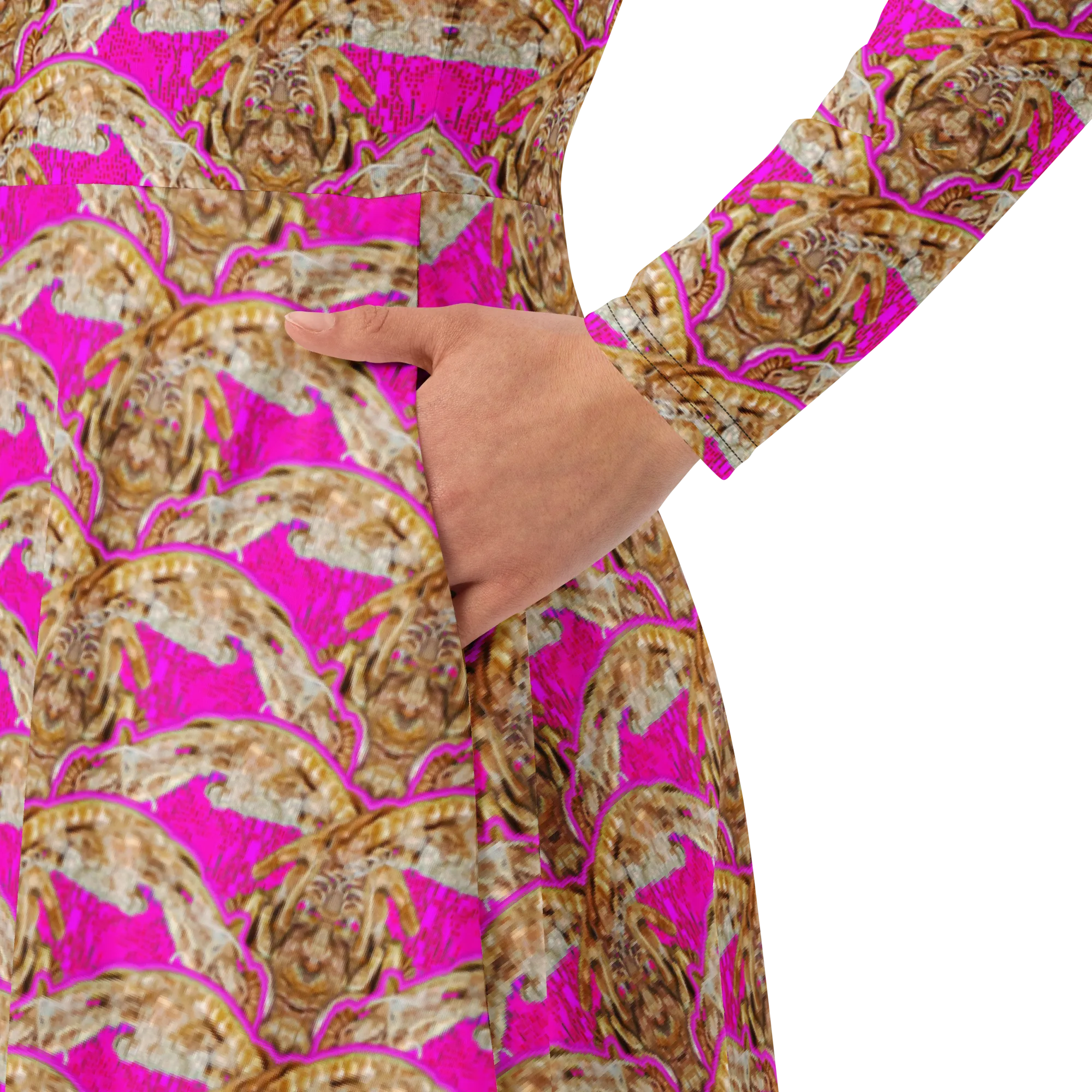 Long Sleeve Midi Dress (Her/Muliebris)(Rind#9 Ouroboros Butterfly Pink Logo) RJSTHS2022 RJS