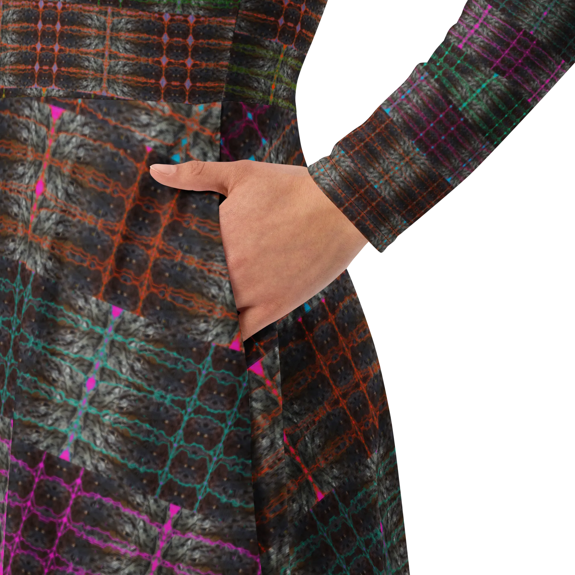 Long Sleeve Midi Dress (Her/Muliebris)(Tree Link Pride Stripes) RJSTHS2022 RJS