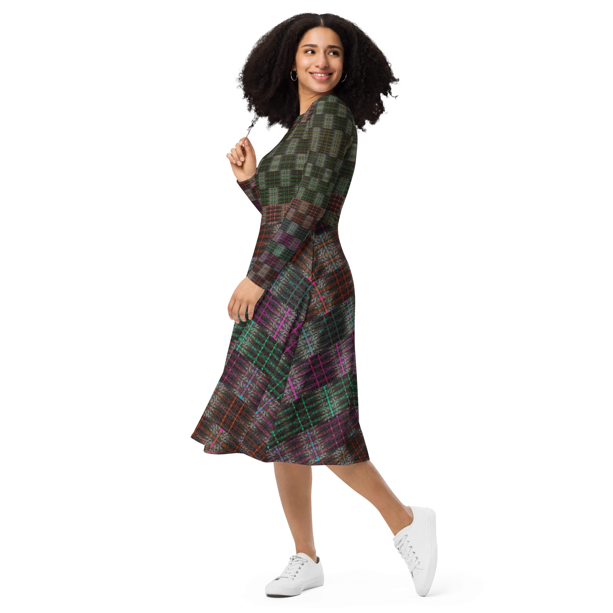 Long Sleeve Midi Dress (Her/Muliebris)(Tree Link Pride Stripes) RJSTHS2022 RJS