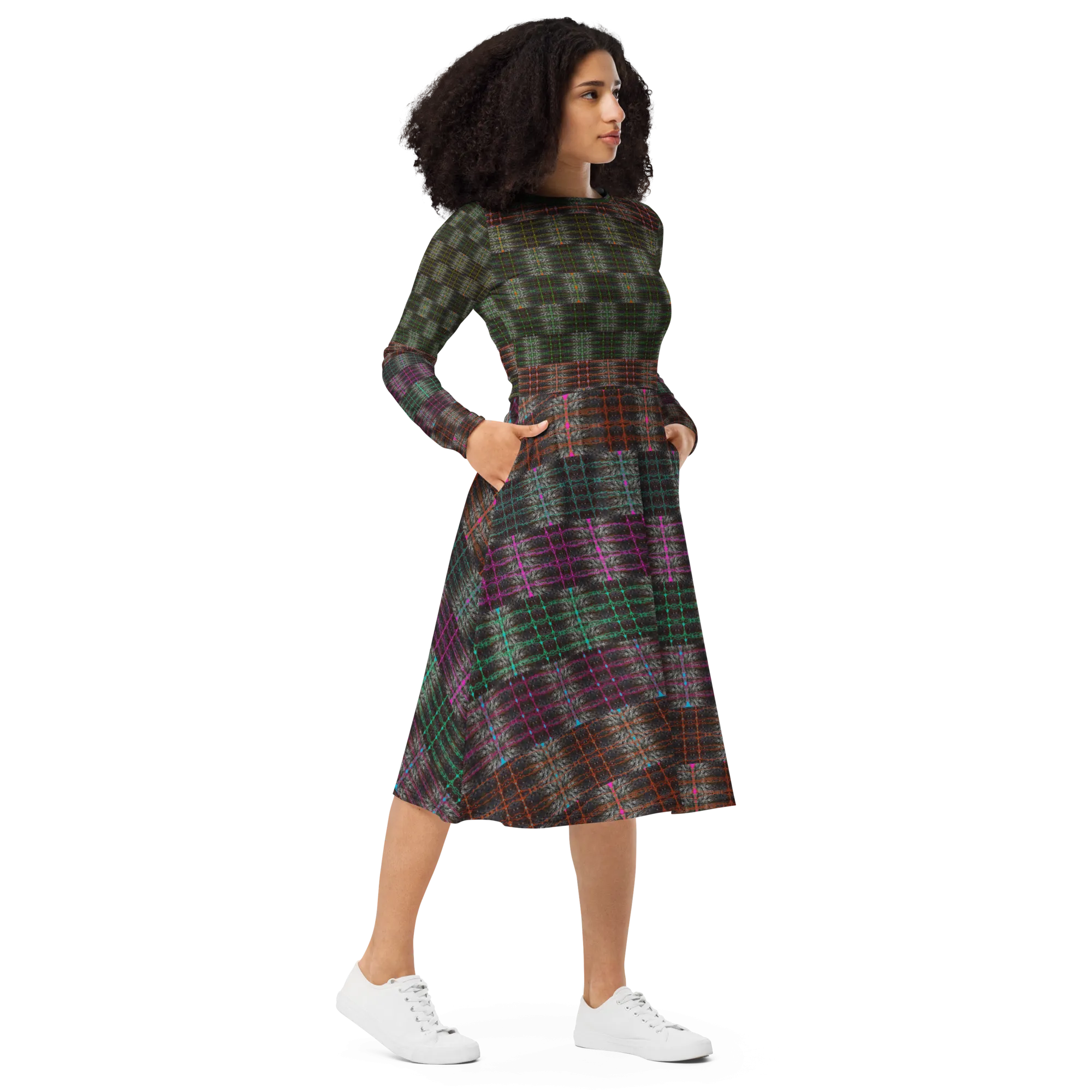 Long Sleeve Midi Dress (Her/Muliebris)(Tree Link Pride Stripes) RJSTHS2022 RJS