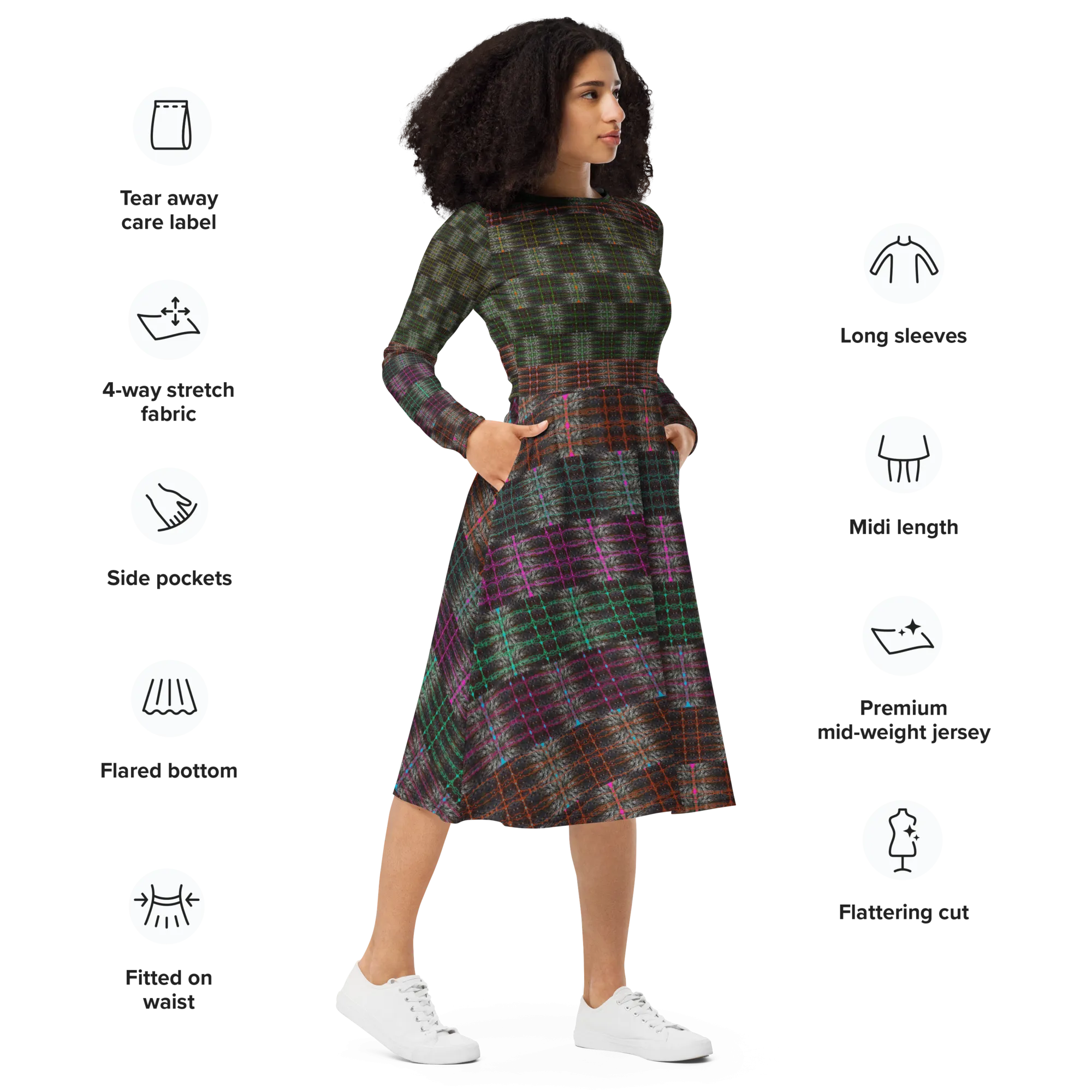 Long Sleeve Midi Dress (Her/Muliebris)(Tree Link Pride Stripes) RJSTHS2022 RJS