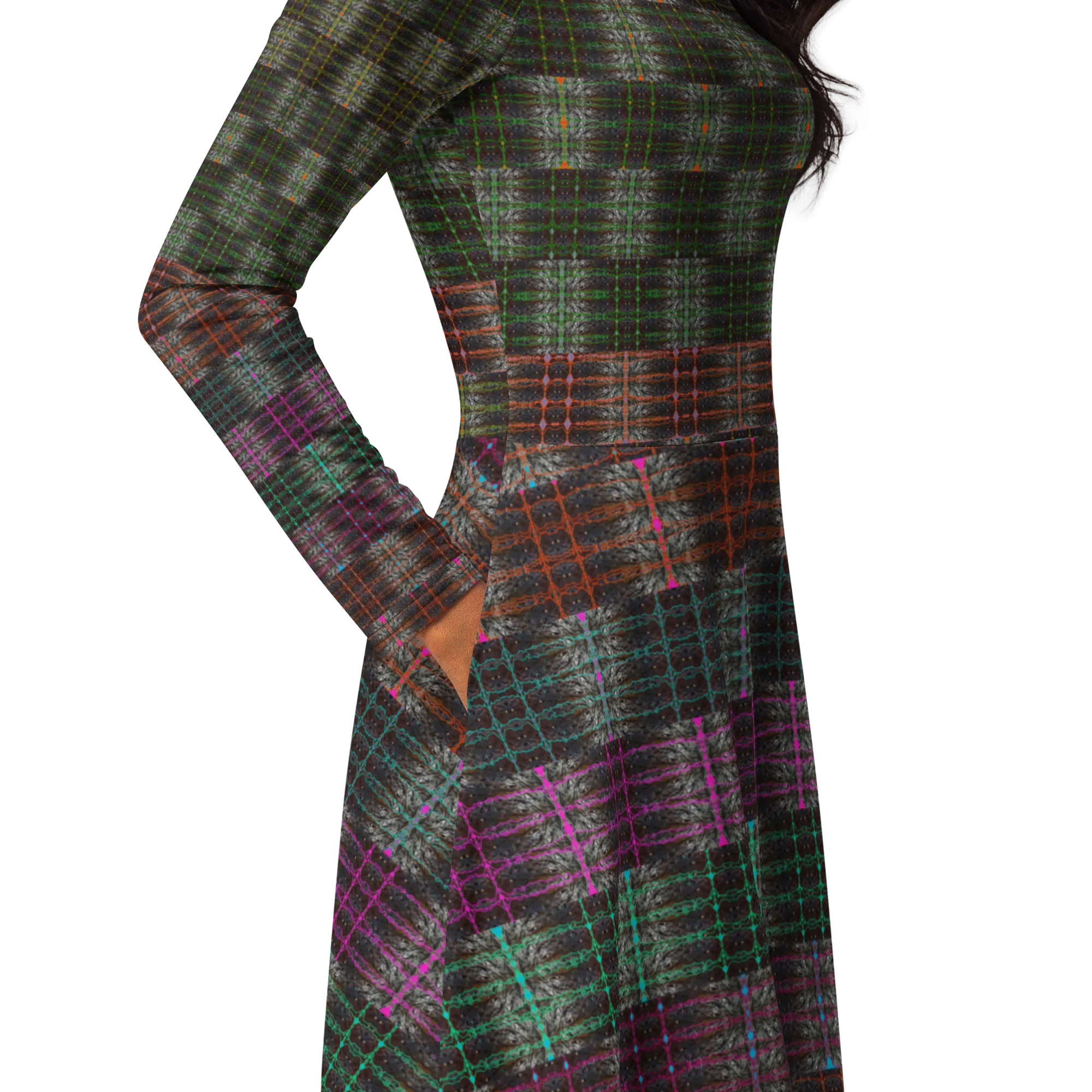 Long Sleeve Midi Dress (Her/Muliebris)(Tree Link Pride Stripes) RJSTHS2022 RJS